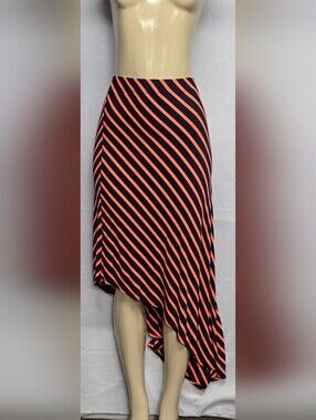 Caren Sport Vintage Skirt Striped Asymmetrical Stretch Knit 1X